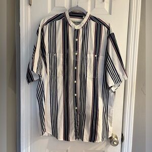 Men’s Cactus 90s Style Short Sleeve Button Down Striped Shirt Size XL.